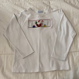 Long sleeved smocked Santa Shirt